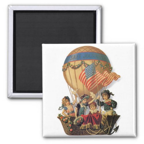 Vintage Patriotic Children in a Hot Air Balloon Magnet