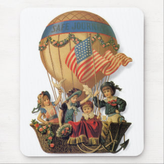 Vintage Patriotic, Children in a Hot Air Balloon Mouse Pad