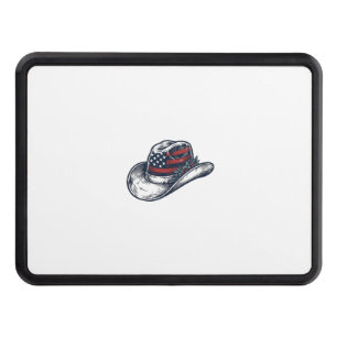 Vintage Patriotic Cowboy Hat Flower Shirt Design_1 Hitch Cover