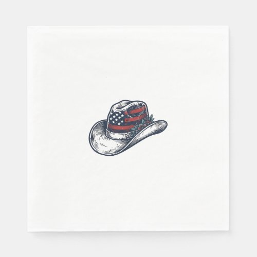 Vintage Patriotic Cowboy Hat Flower Shirt Design_1 Napkins