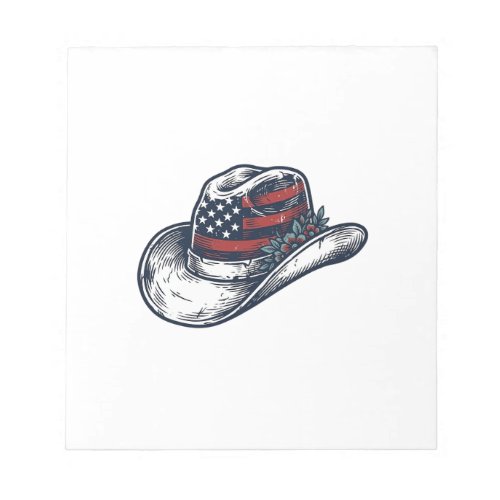 Vintage Patriotic Cowboy Hat Flower Shirt Design_1 Notepad