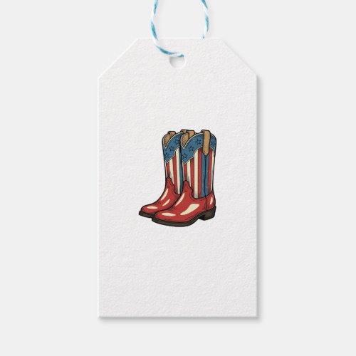 Vintage Patriotic Cowgirl Boots Western Shirt_1 Gift Tags