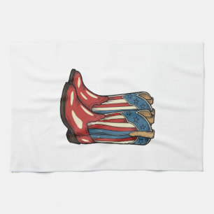 Vintage Patriotic Cowgirl Boots Western Shirt_1 Kitchen Towel