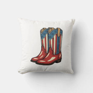 Vintage Patriotic Cowgirl Boots Western Shirt_1 Throw Pillow