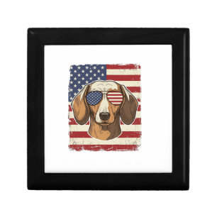 Vintage Patriotic Dachshund Flag Sunglasses Vector Gift Box