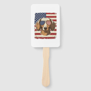 Vintage Patriotic Dachshund Flag Sunglasses Vector Hand Fan
