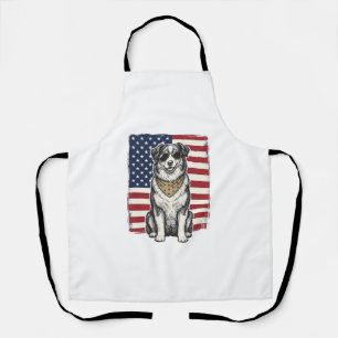 Vintage Patriotic Dog American Flag Shirt Design_1 Apron