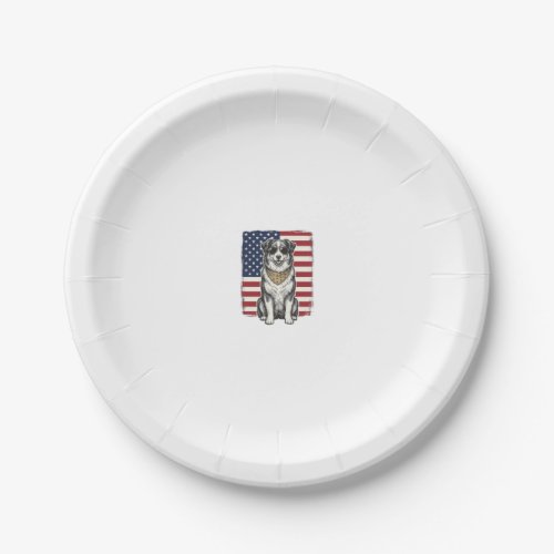 Vintage Patriotic Dog American Flag Shirt Design_1 Paper Plates