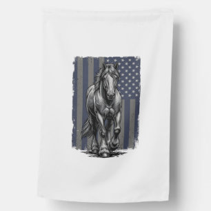 Vintage Patriotic Draft Horse Flag Vector Design_1