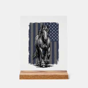 Vintage Patriotic Draft Horse Flag Vector Design_1 Acrylic Sign