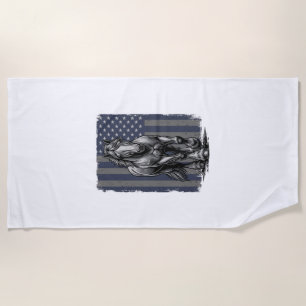 Vintage Patriotic Draft Horse Flag Vector Design_1 Beach Towel