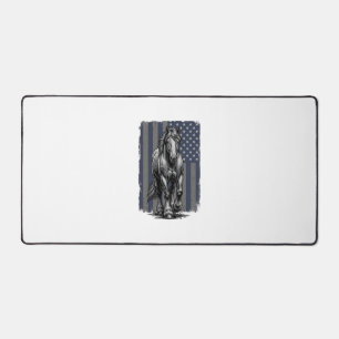 Vintage Patriotic Draft Horse Flag Vector Design_1 Desk Mat