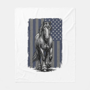 Vintage Patriotic Draft Horse Flag Vector Design_1 Fleece Blanket