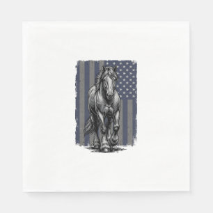 Vintage Patriotic Draft Horse Flag Vector Design_1 Napkins