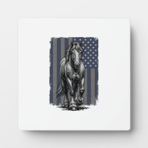 Vintage Patriotic Draft Horse Flag Vector Design_1 Plaque