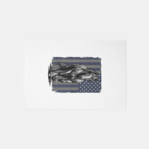 Vintage Patriotic Draft Horse Flag Vector Design_1 Rug