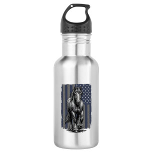 Vintage Patriotic Draft Horse Flag Vector Design_1 Stainless Steel Water Bottle