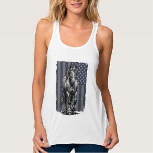 Vintage Patriotic Draft Horse Flag Vector Design_1 Tank Top