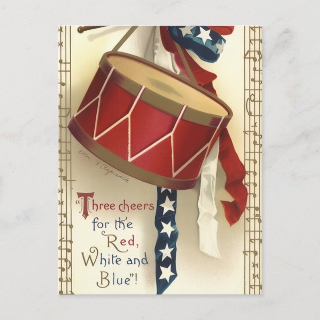 Vintage Patriotic Drum Postcard (Front)