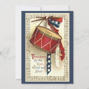 Vintage Patriotic, Drums with Music Invitation