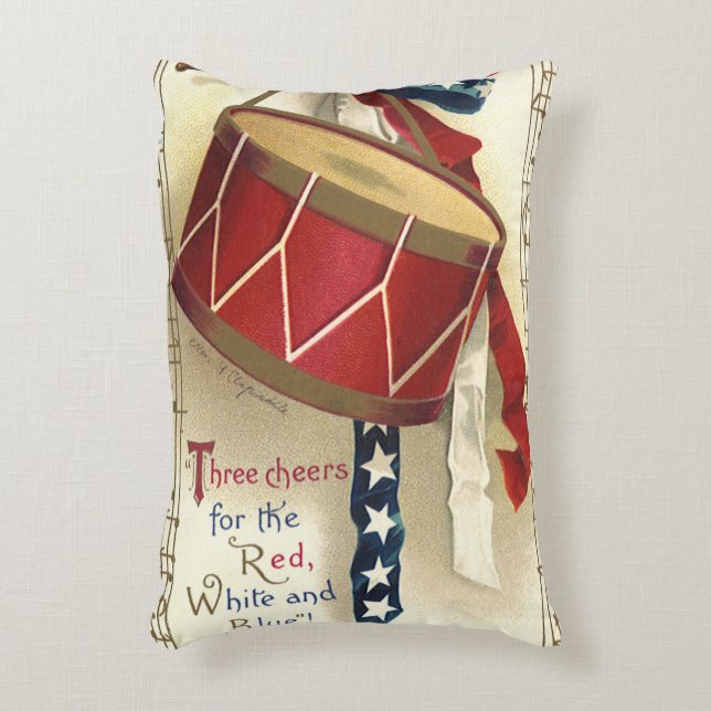 Vintage Patriotic, Drums with Musical Notes Accent Pillow (Front(Vertical))