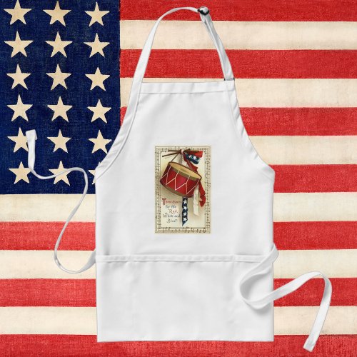 Vintage Patriotic Drums with Musical Notes Adult Apron