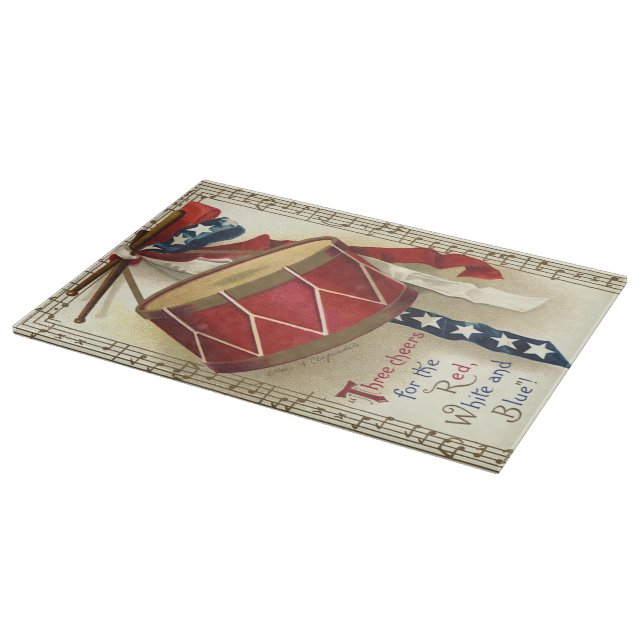 Vintage Patriotic, Drums with Musical Notes Cutting Board (Corner)