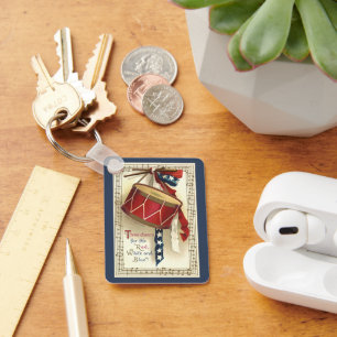 Vintage Patriotic, Drums with Musical Notes Keychain