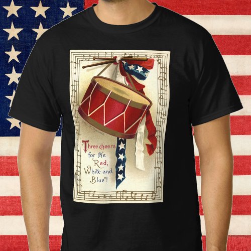 Vintage Patriotic Drums with Musical Notes T_Shirt