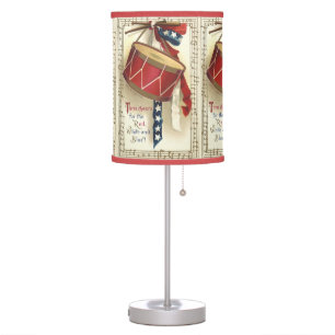 Vintage Patriotic, Drums with Musical Notes Table Lamp