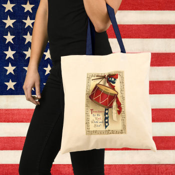 Vintage Patriotic  Drums With Musical Notes Tote Bag by YesterdayCafe at Zazzle