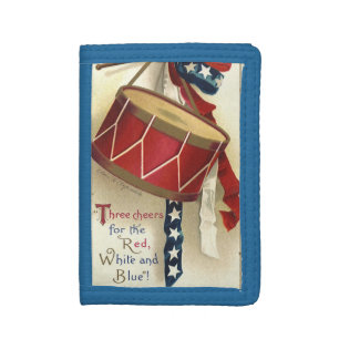 Vintage Patriotic, Drums with Musical Notes Trifold Wallet
