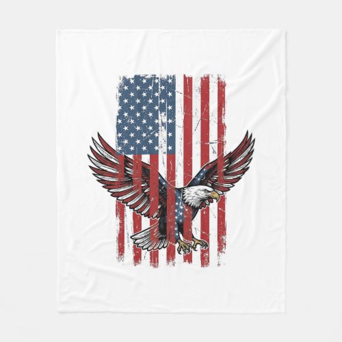 Vintage Patriotic Eagle Flag Shirt Design_1 Fleece Blanket
