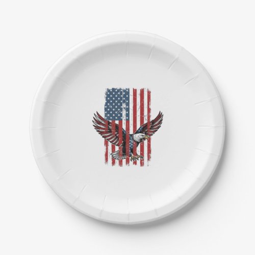 Vintage Patriotic Eagle Flag Shirt Design_1 Paper Plates