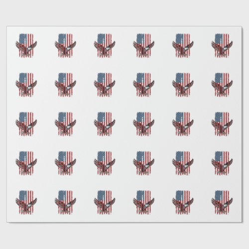 Vintage Patriotic Eagle Flag Shirt Design_1 Wrapping Paper