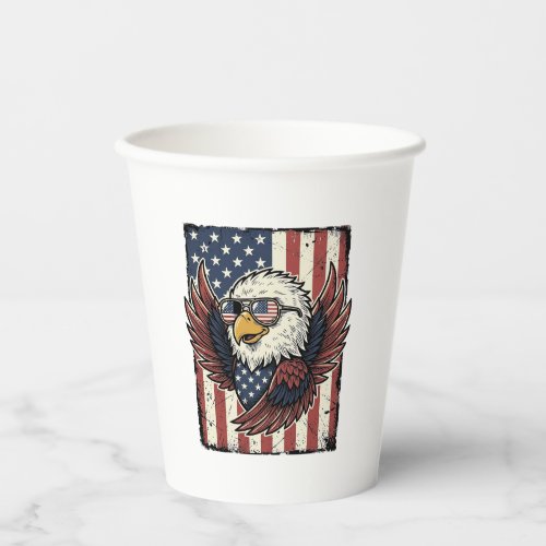 Vintage Patriotic Eagle Sunglasses Shirt Design_1 Paper Cups