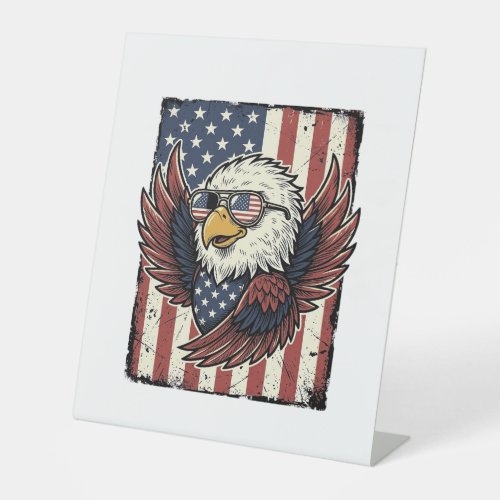 Vintage Patriotic Eagle Sunglasses Shirt Design_1 Pedestal Sign