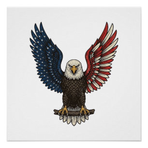 Vintage Patriotic Eagle Vector Shirt Design_1 Poster
