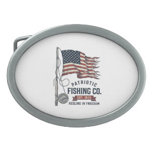 Vintage Patriotic Fishing Flag Vector Design_1 Belt Buckle