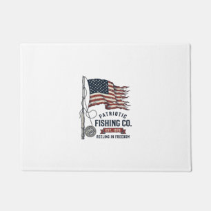 Vintage Patriotic Fishing Flag Vector Design_1 Doormat