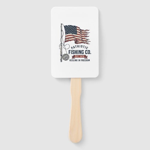 Vintage Patriotic Fishing Flag Vector Design_1 Hand Fan