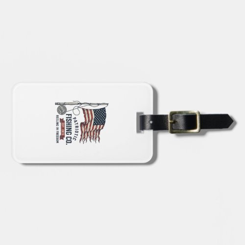 Vintage Patriotic Fishing Flag Vector Design_1 Luggage Tag