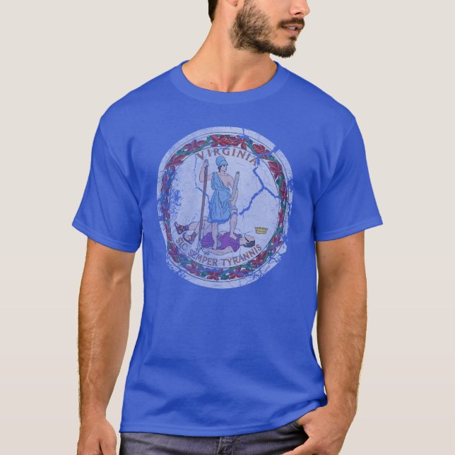 Vintage Patriotic Flag of Virginia T-Shirt (Front)