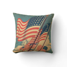 Vintage Patriotic Flag Pillow