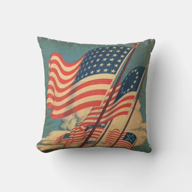 Vintage Patriotic Flag Pillow (Front)