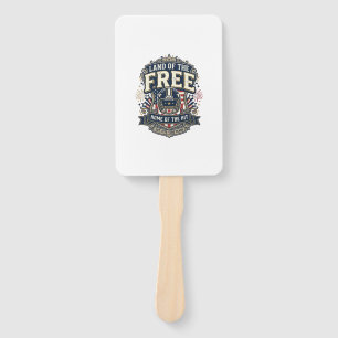 Vintage Patriotic Football Land of the Free Shirt_ Hand Fan