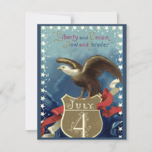 Vintage Patriotic Fourth of July, Eagle with Stars Card