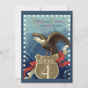 Vintage Patriotic Fourth of July, Eagle with Stars Invitation