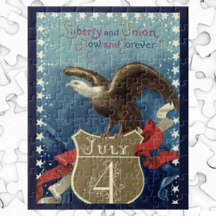 Vintage Patriotic Fourth of July, Eagle with Stars Jigsaw Puzzle