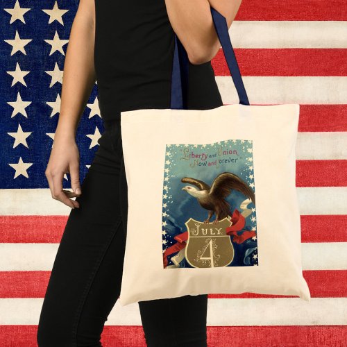Vintage Patriotic Fourth of July Eagle with Stars Tote Bag